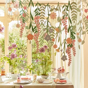 复活节节日美甲店花朵吊饰拉花生日宴会背景墙布置房间儿童房装 饰