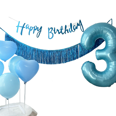 birthday party123岁冰雪奇缘清新简约生日主题背景布置装饰用品