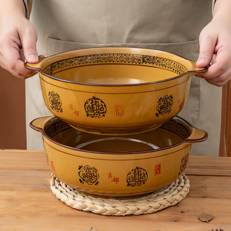 招财进宝双耳大汤碗家用毛血旺酸菜鱼陶瓷碗大盆碗汤面碗防烫碗,餐饮具,碗,淘宝优惠券,粉丝福利购,淘宝优惠卷