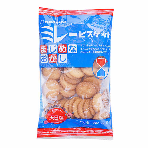 日本进口零食品 野村制果天日盐淡盐味韧性饼干松脆小圆饼 - 封面