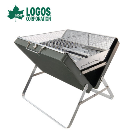 日本logos户外露营徒步烧烤架便携式烧烤盒烤肉烤串烤炉大号