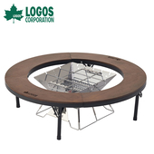 日本logos户外露营便携圆桌围边桌烽火台桌气氛桌餐桌