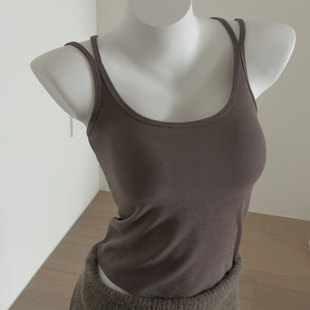 羊毛咩咩绒保暖吊带 不露脐常呵护收副乳显胸带胸垫加绒背心 长款