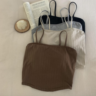 常呵护免穿内衣吊带女文胸一体带胸垫平口修身 显瘦内搭无痕背心
