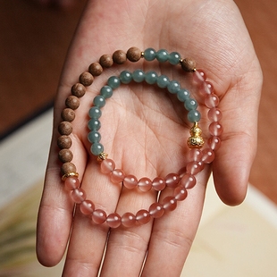 东方香佩古法非遗暮江吟木樨合香珠搭配危地马拉翡翠南红手串女款
