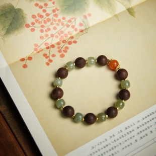 创意合香香珠和田青玉碧玉南红手串手链国风中式香文创饰品