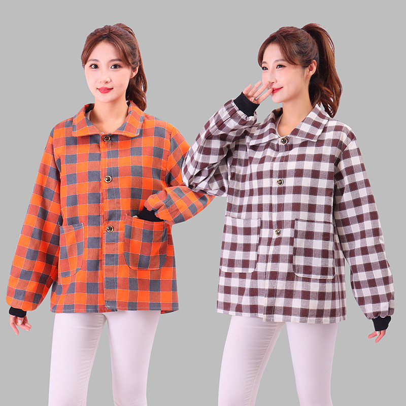 纯棉罩衣透气大人工作服厨房长袖围裙时尚韩版防油污女外套正穿衣