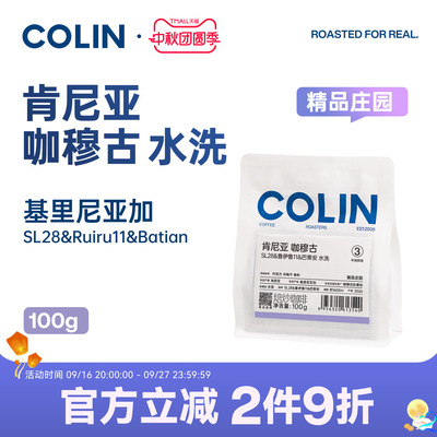 柯林手冲肯尼亚水洗咖啡豆100g