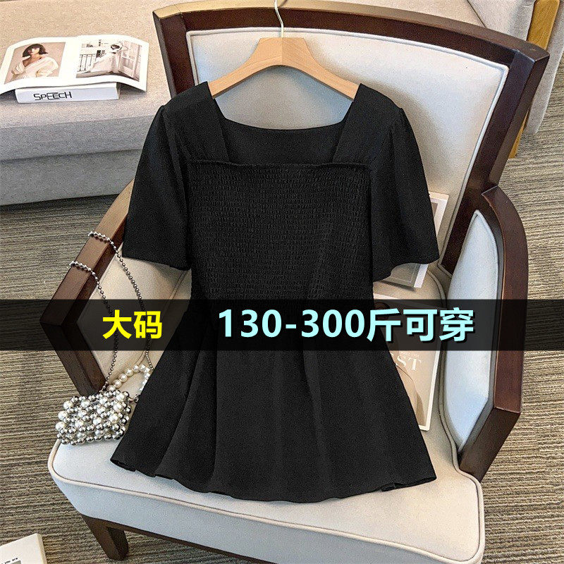 特大码短袖t恤女夏200胖mm宽松