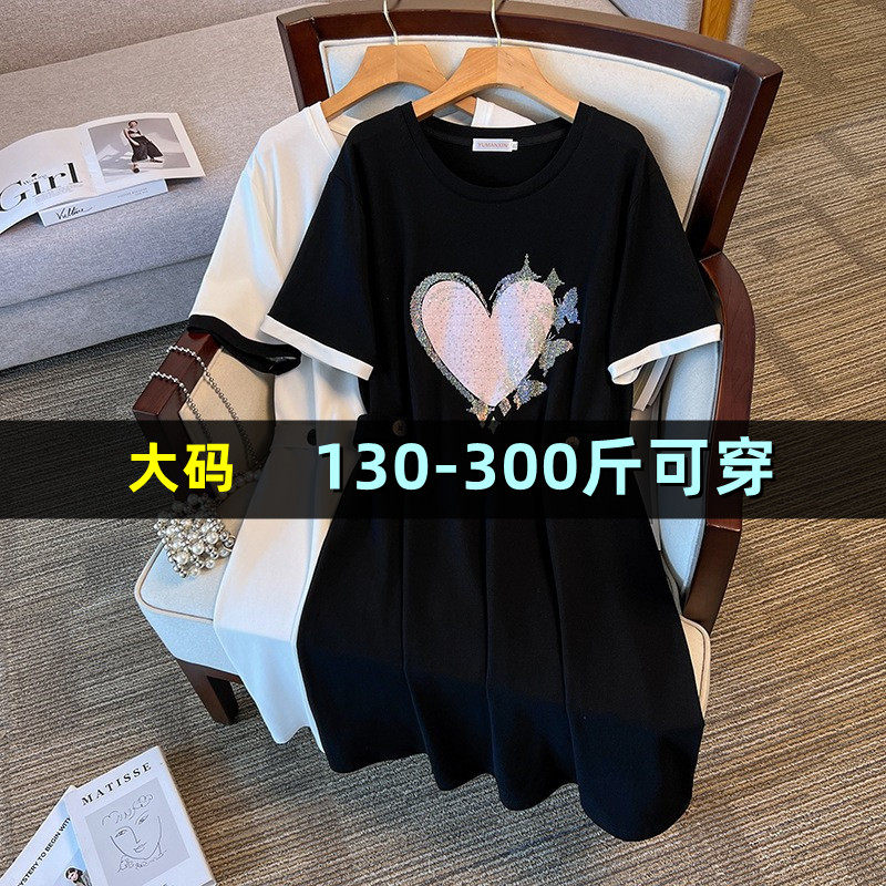 特大码连衣裙女夏季短袖200斤