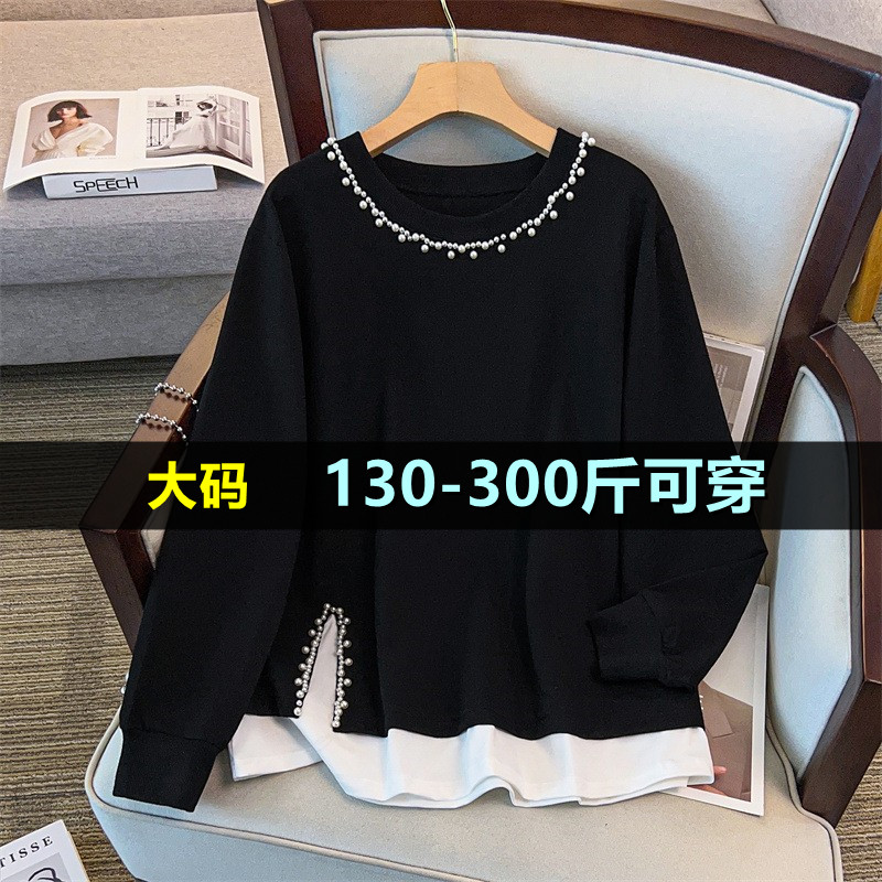 特大码圆领卫衣女秋季新款200斤