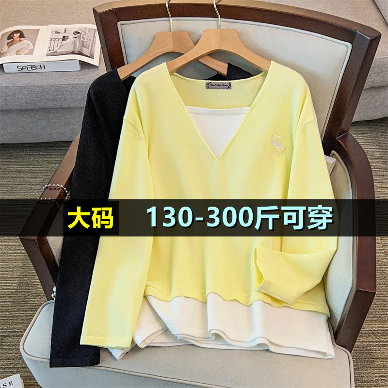 特大码针织衫女加肥加大秋胖mm