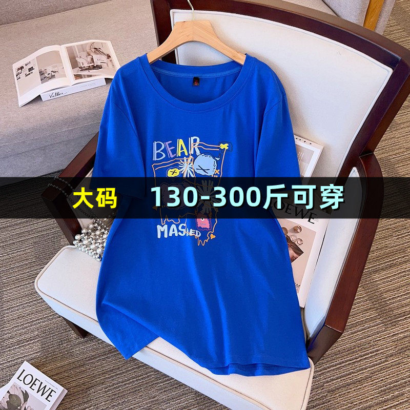 特大码卡通印花短袖t恤女夏季