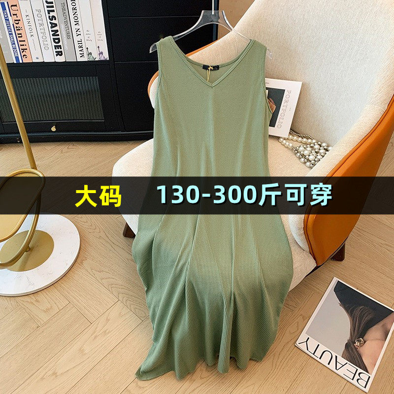 特大码女装无袖针织连衣裙200斤