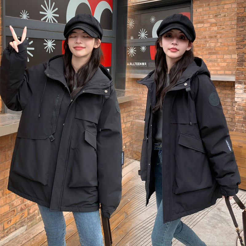 2026新款韩版短款棉服连帽休闲情侣工装棉衣女冲锋衣夹克