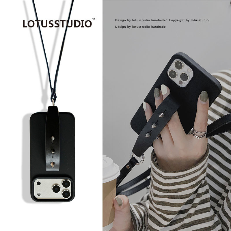 牛皮暗黑背带挂绳适用苹果防摔17promax/16promax，16/15promax/14全包硅胶手机壳原创,3C数码配件,手机保护套/壳,淘宝优惠券,粉丝福利购,淘宝优惠卷