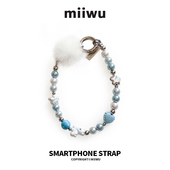 雪绒花毛球清新串珠手链金属防摔手机链条高级原创小众通用款