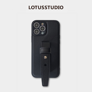 经典 15系列全包便携保护套 哑黑荔枝皮革适用苹果17promax精孔腕带手机壳复古气质简约小众高级感iphone16