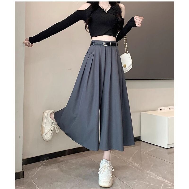 裙裤女装夏款2026年新款爆款高腰百褶阔腿裤小个子西装裤裙二合一