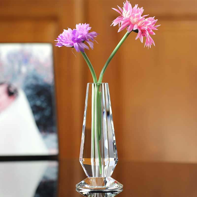 水晶花瓶轻奢百搭插花器客厅装饰办公桌柜台摆件餐桌花瓶送人礼物