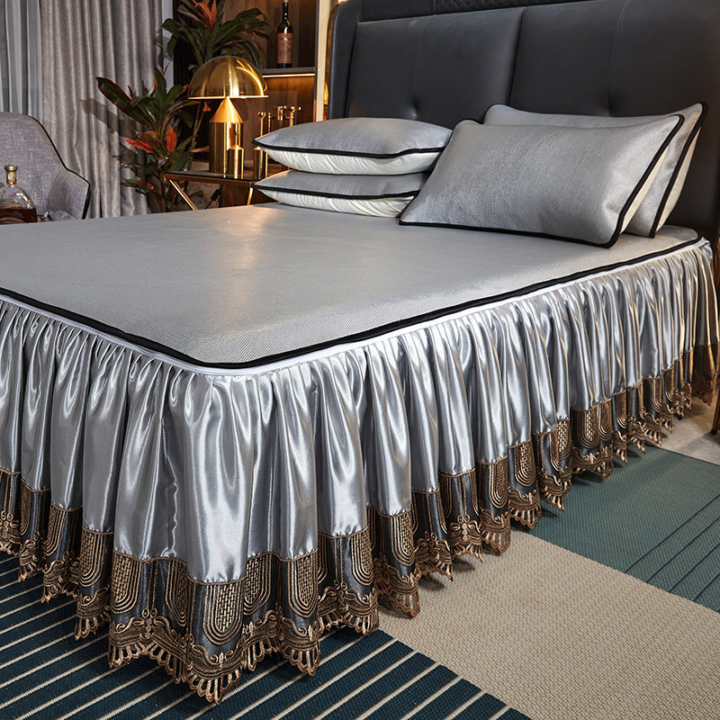 SHENMU HOME TEXTILE WEAVING ICE SILK RATTAN SEAT THREE-PIECE AIR-CONDITIONING SOFT MAT SUMMER FOLDING AND DETACHABLE MAT BED SKIRT