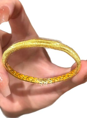 24K金星河闪耀拉丝开口手镯