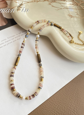 欧曼琳美拉德风虎眼石锁骨链女