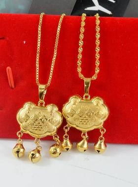 越南沙金长命锁项链女韩版气质