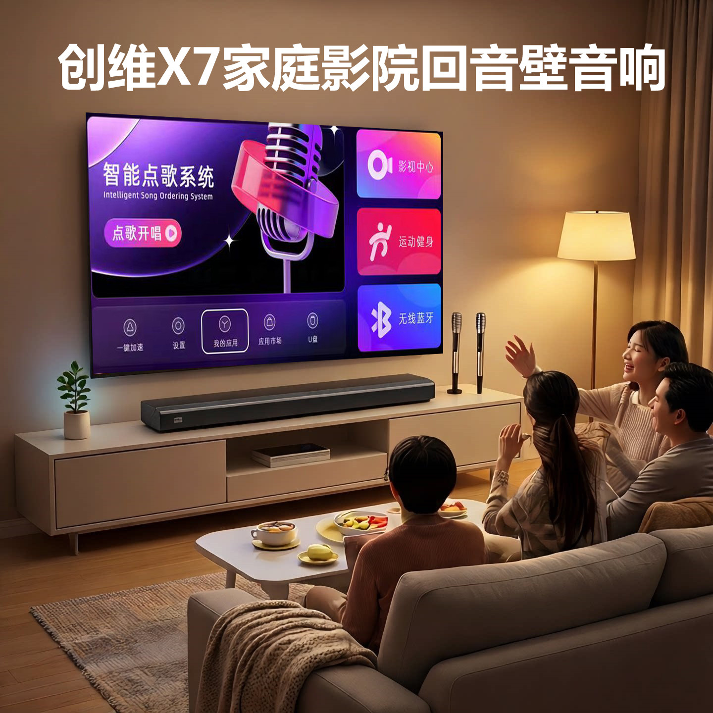 创维X7家庭唱歌音箱低音炮高端K歌回音壁蓝牙电视音响音响点歌机