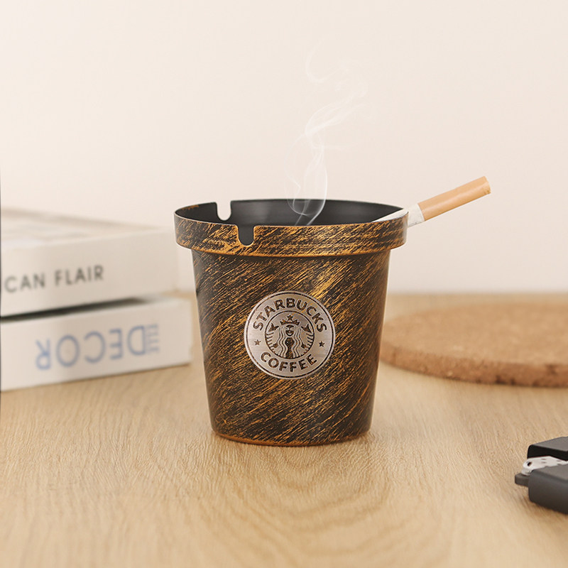 复古铁艺烟灰缸防飞灰创意个性潮流酒店网吧酒吧家用小号防风烟盅
