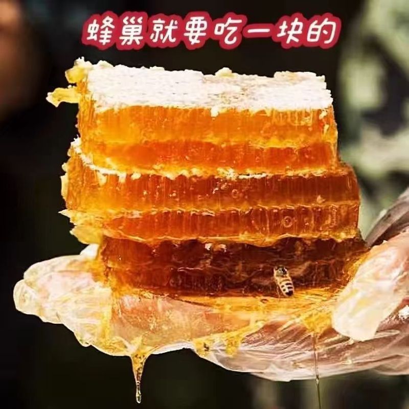 野生蜂巢蜜嚼着吃纯正天然蜂巢原生态蜂窝土蜂蜜块成熟老巢蜜500g