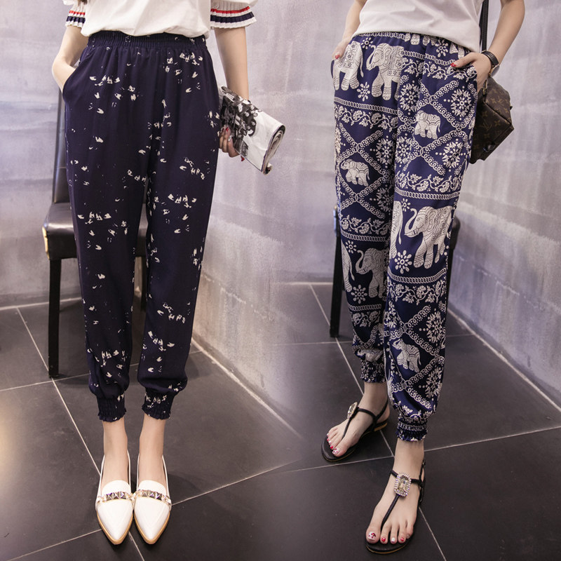 summer Big size dress Show thin printing Broken flowers Ninth pants Casual pants Chiffon Haren pants Pencil Pantsin the Women's clothing/Boutique , Pants , Casual pants  category - from Buy2taobao.com to provide professional Taobao agent buy service