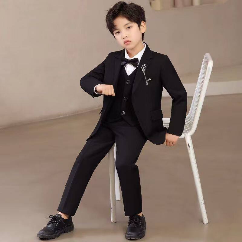 儿童西装套装帅气主持人英伦花童礼服婚礼男童西服男孩钢琴演出服