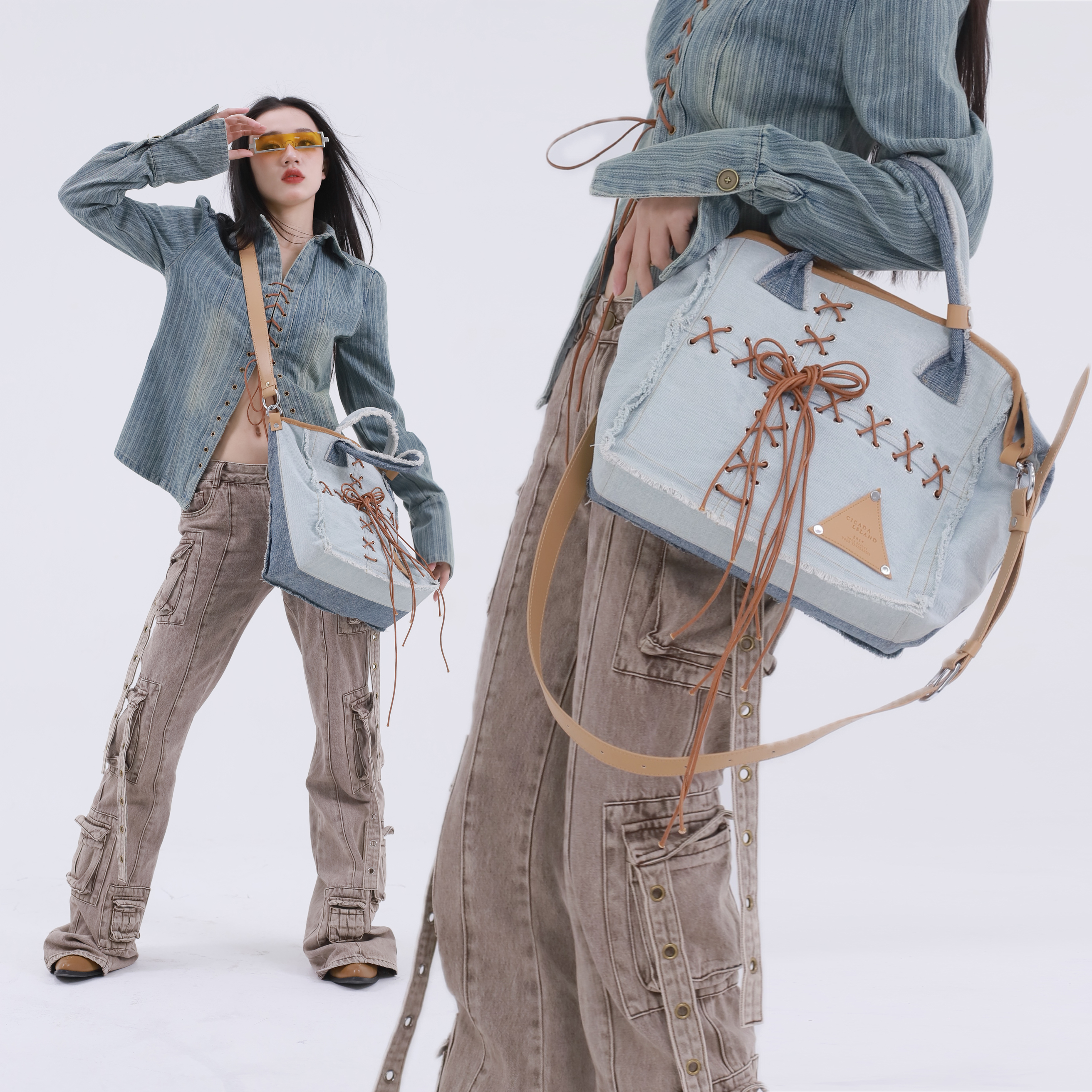 CICADALSLAND原创牛仔托特包