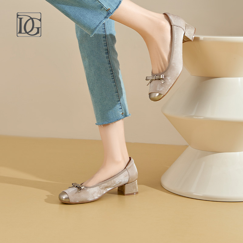 【商场同款】复古新中式浅口单鞋女2025新款春秋真皮粗跟正装女鞋