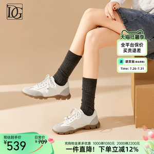 【商场同款】复古红色德训鞋女2026春新款真皮平底舒适运动休闲鞋