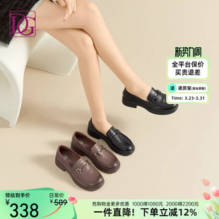 真皮中跟英伦女鞋 女2026春新款 一脚蹬软底乐福鞋 皮鞋 头层牛皮