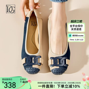 羊皮单鞋女平底2026新款春秋圆头浅口舒适真皮一脚蹬妈妈鞋子皮鞋