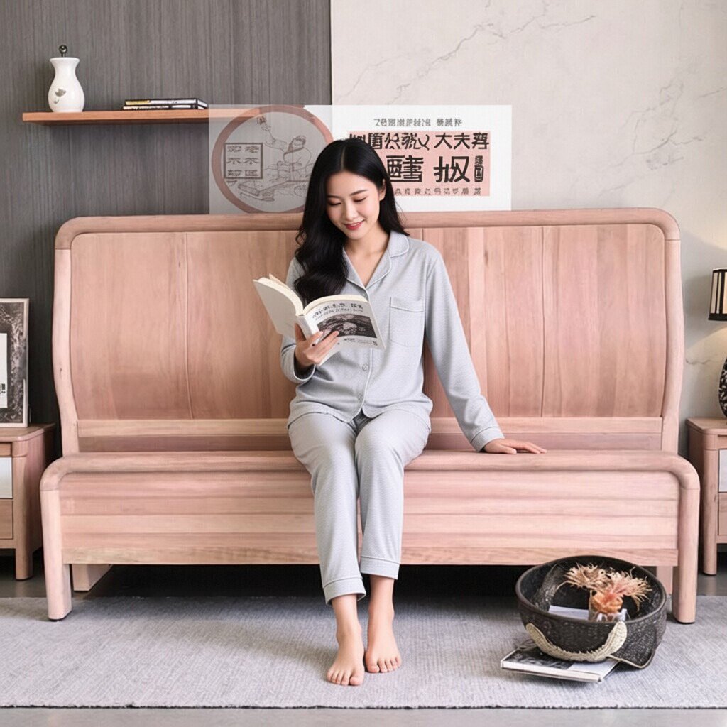 现代中式白茬床简约休闲床白坯床白胚床头板奥古曼床靠背粗胚家具