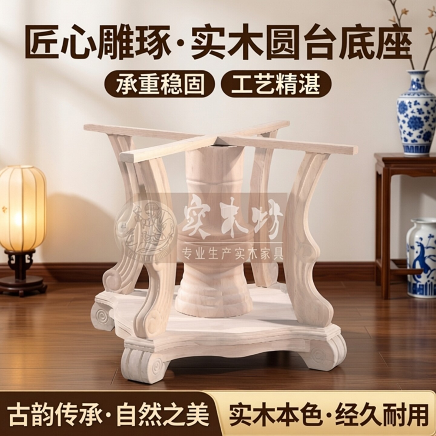 1.2-2.8米大理石圆台底座白坯台脚白胚餐桌脚白胚圆台脚实木底架