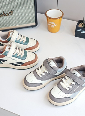 23876童鞋2025春款韩版男女童撞色靓丽休闲低帮魔术贴板鞋运动鞋