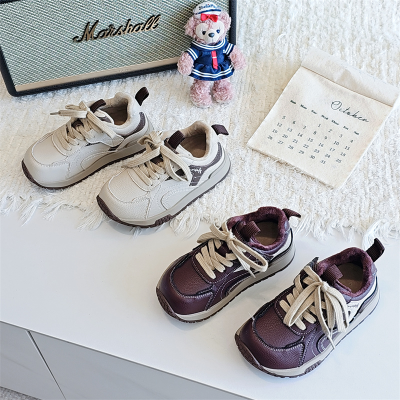 59003童鞋2025冬款韩版男女童休闲加绒德训鞋运动鞋阿甘鞋板鞋