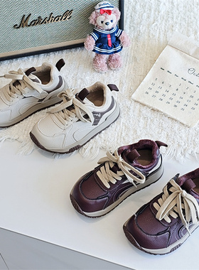 59003童鞋2025冬款韩版男女童休闲加绒德训鞋运动鞋阿甘鞋板鞋