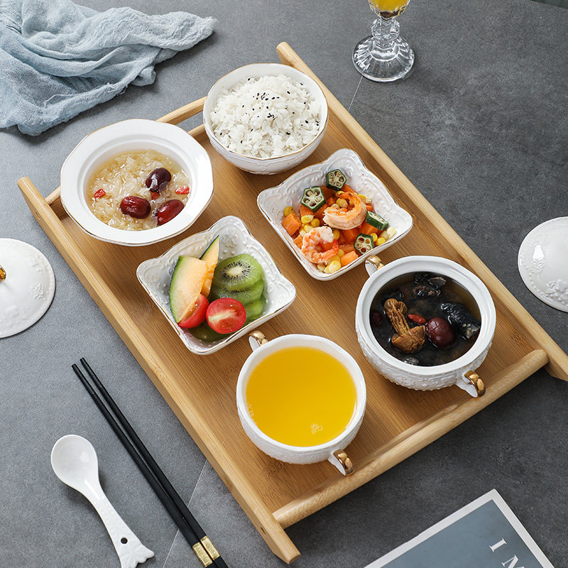 欧式月子餐具套装陶瓷一人食医院产孕妇专用带盖的碗碟盘会所中心,餐饮具,碗,淘宝优惠券,粉丝福利购,淘宝优惠卷