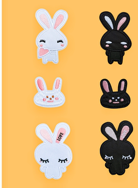 羽绒服补丁贴布贴自粘免缝兔兔高颜值补衣贴破洞修复无痕刺绣贴布