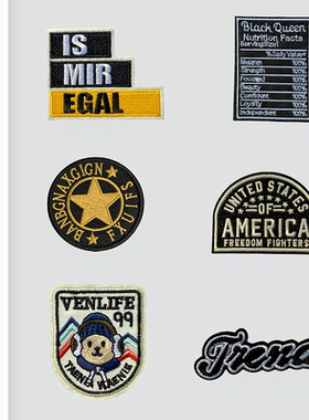 自粘徽章布贴男女衣服裤子破洞刺绣图案贴布羽绒服免缝补丁贴高级