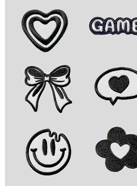 黑白色小号刺绣补丁贴字母徽章布贴羽绒服衣服裤t恤修补破洞缝纫