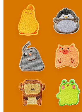 卡通动物布贴衣服鞋子自粘刺绣贴补丁贴修补破洞装饰贴补衣粘贴