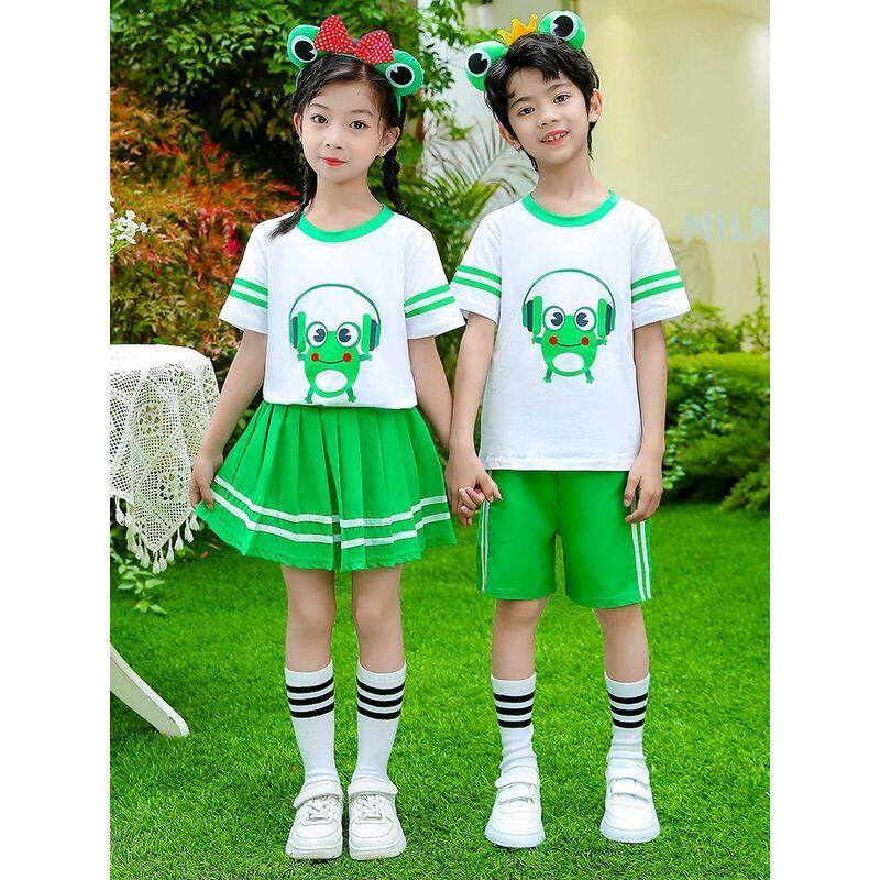 六一儿童青蛙演出服幼儿园环保服装儿童时装秀舞蹈服可爱表演服装