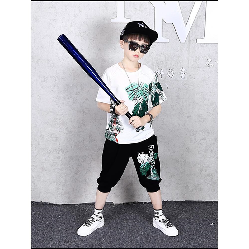 男童休闲T恤七分裤8夏装7帅气6夏款9短袖儿童10中大童两件套11岁